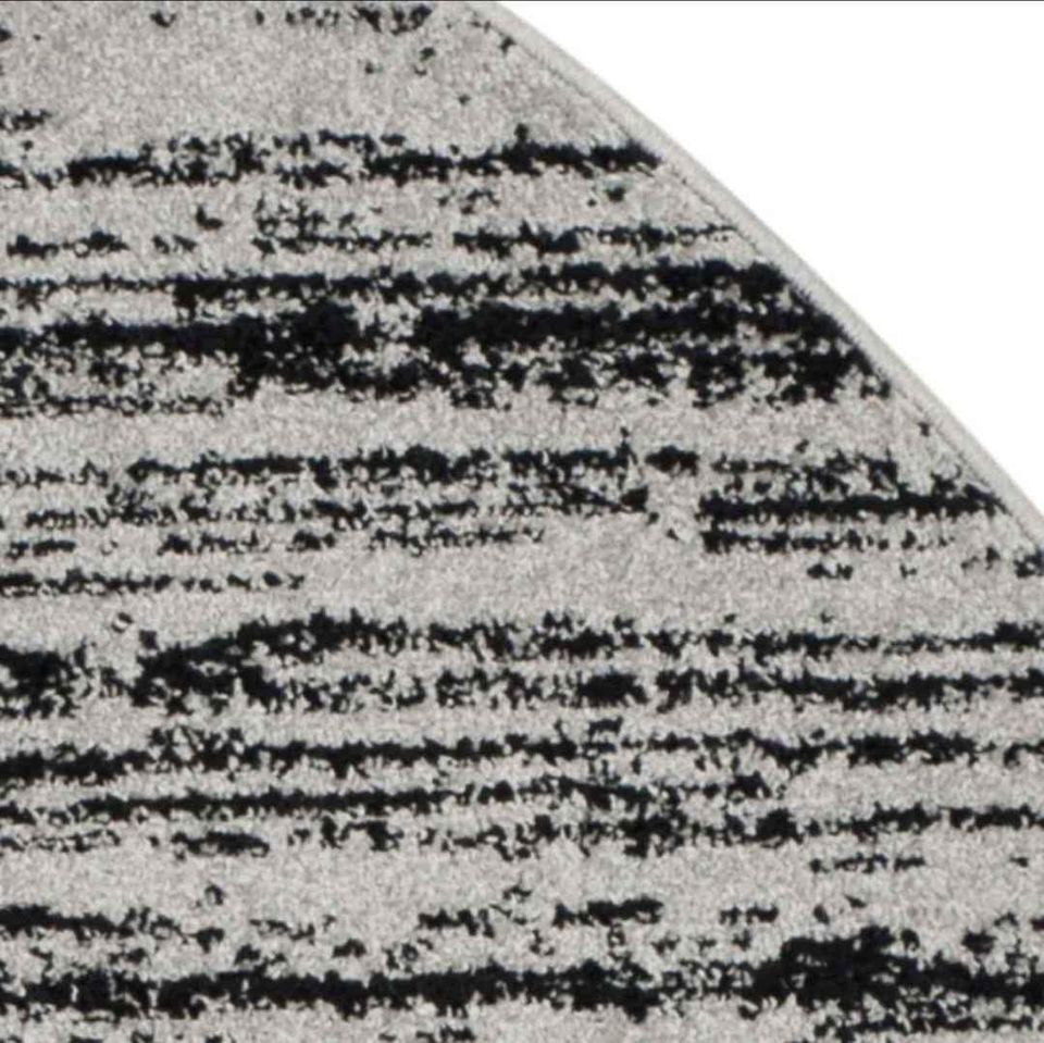 Black Grey Abstract Round Area | 7.6' x 7.6'