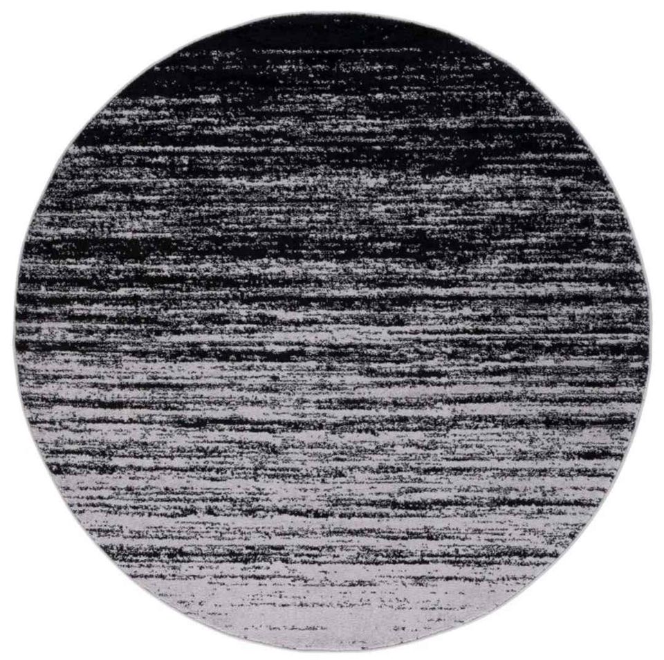 Black Grey Abstract Round Area | 7.6' x 7.6'