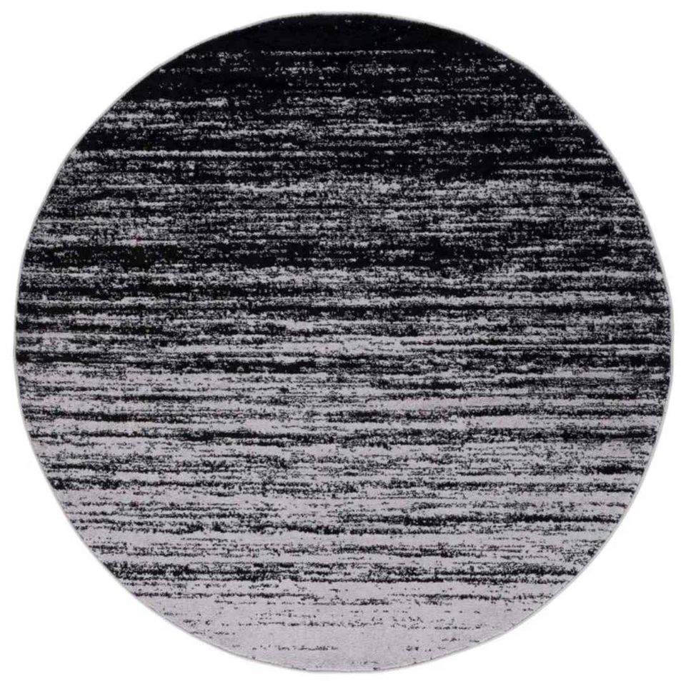 Black Grey Abstract Round Area |  7.6' x 7.6'