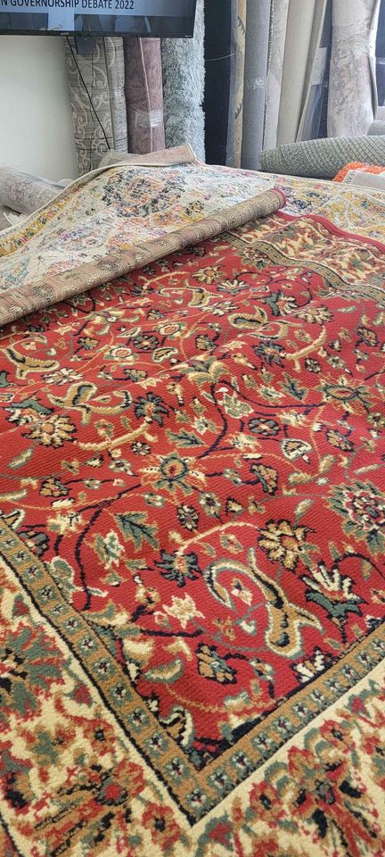 Blow-Out Sale 5x8 Red Cream Blue Area Rug