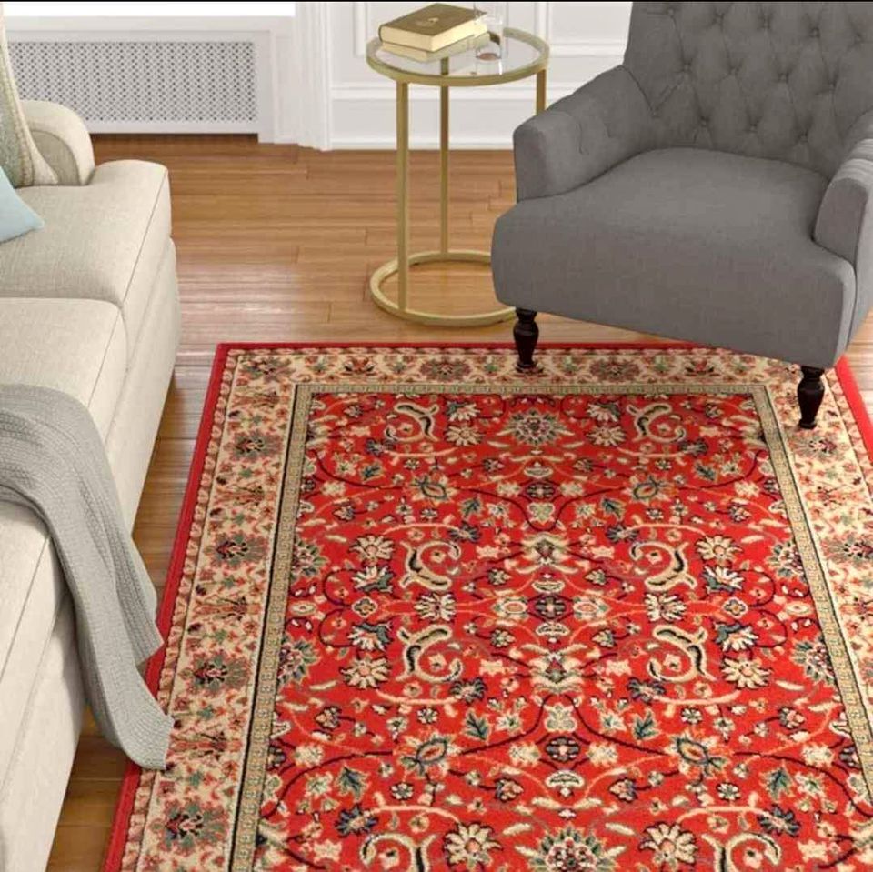 Blow-Out Sale 5x8 Red Cream Blue Area Rug