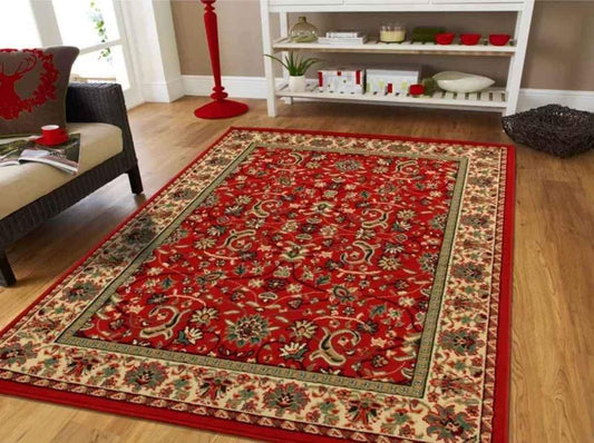 Blow-Out Sale 5x8 Red Cream Blue Area Rug