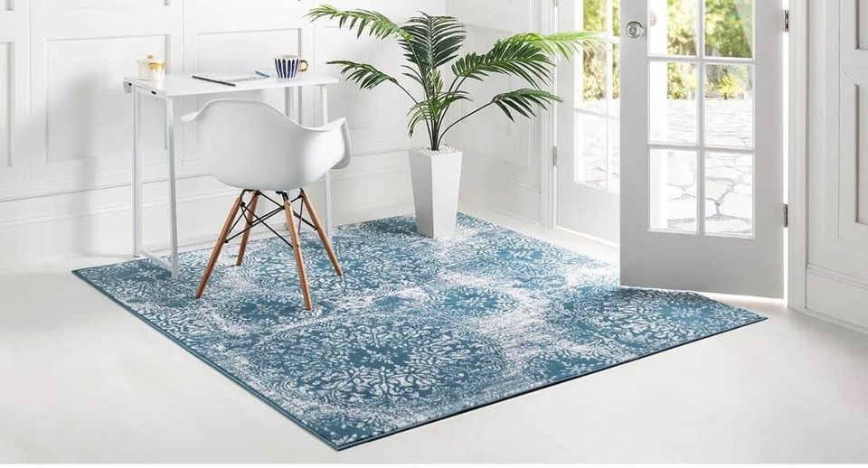 Blue Ivory Are Rug 6x9 Carpet