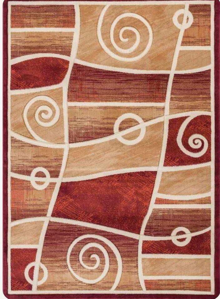 7'10x9'10 ft Beige Red Orange Brooklyn Area Rug