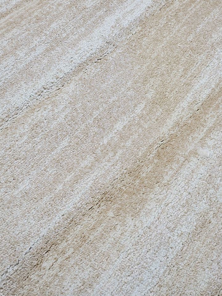 Transitional Beige and Ivory Area Rug | 8' x 8' Round Carpet
