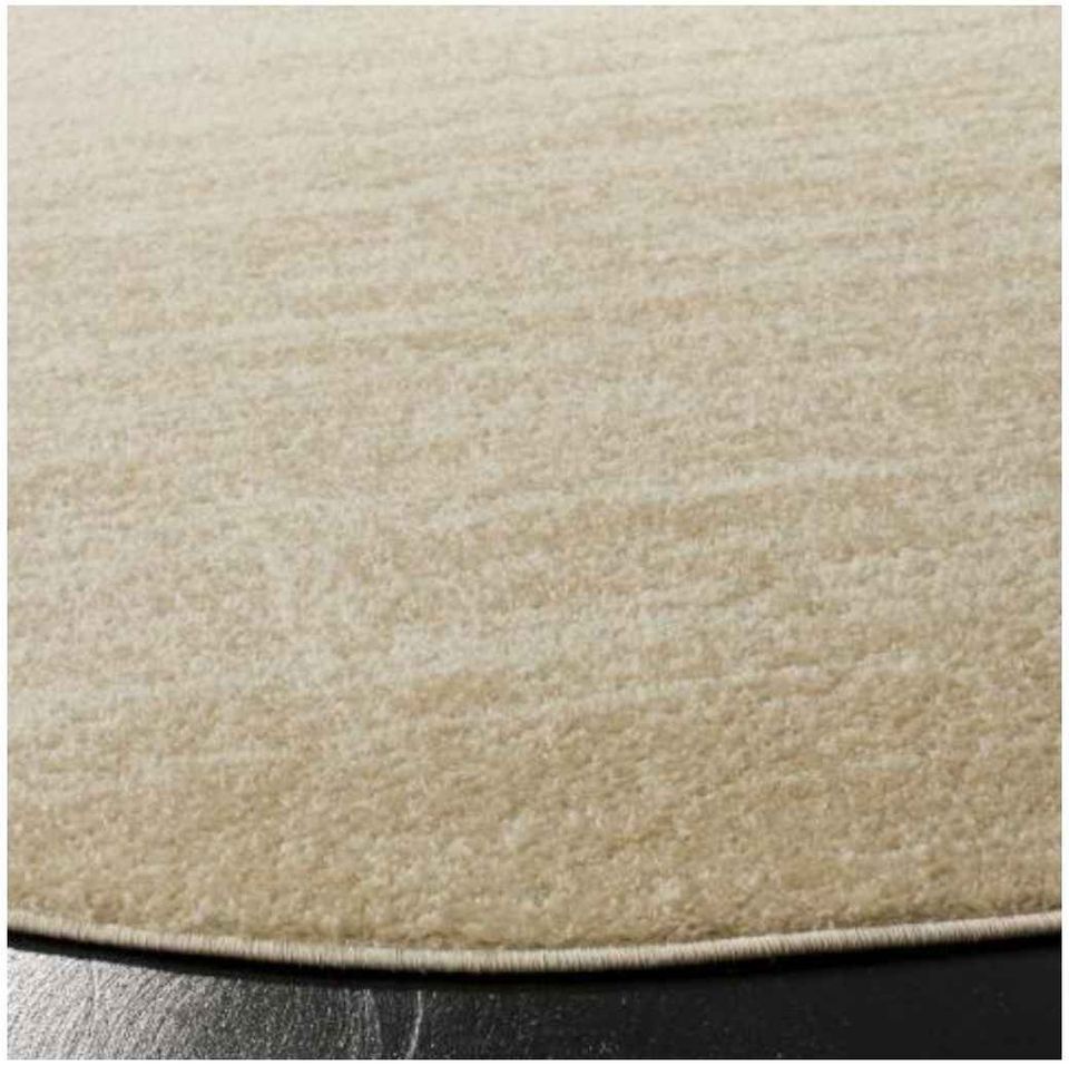 Transitional Beige and Ivory Area Rug | 8' x 8' Round Carpet