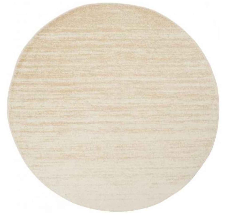 Transitional Beige and Ivory Area Rug | 8' x 8' Round Carpet