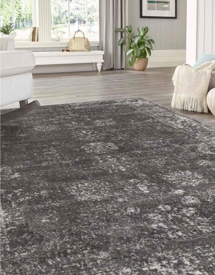 Dark Gray Area rug 5x8 Turkish Carpet