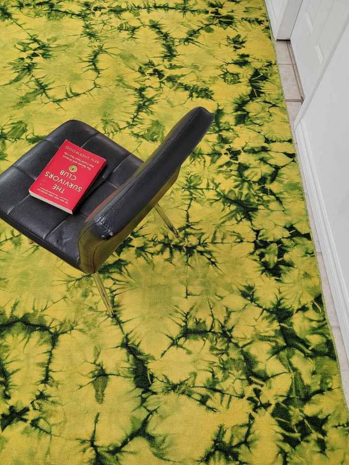 Green Yellow Tie & Dye Boho Flatweave Wool Area Rug 8x10