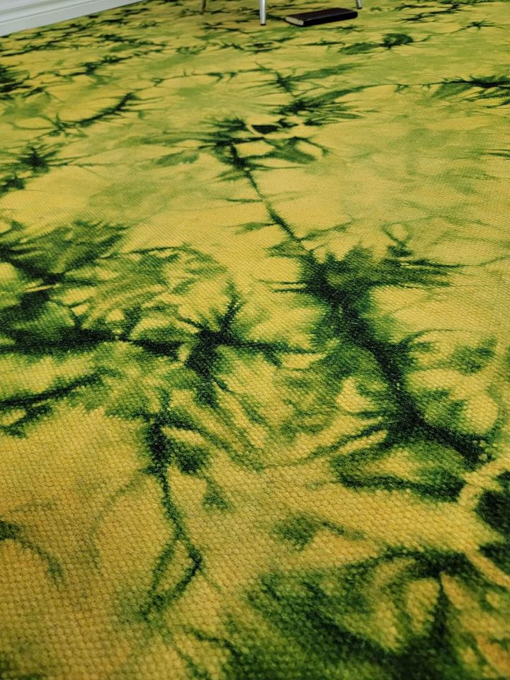 Green Yellow Tie & Dye Boho Flatweave Wool Area Rug 8x10