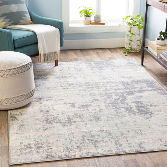 Abstract Ivory Grey Rug 8x10 Carpet