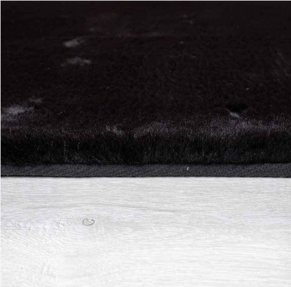 Jet Black Rabbit Fur Area Rug 6'7x9'6 ft Fluffy Shag Rug