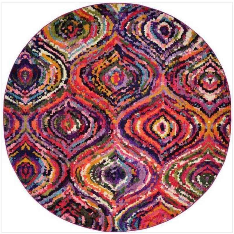 Multicolor Round Area Rug | 8' x 8' Area Rug
