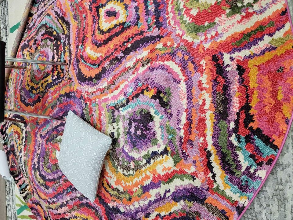 Multicolor Round Area Rug | 8' x 8' Area Rug