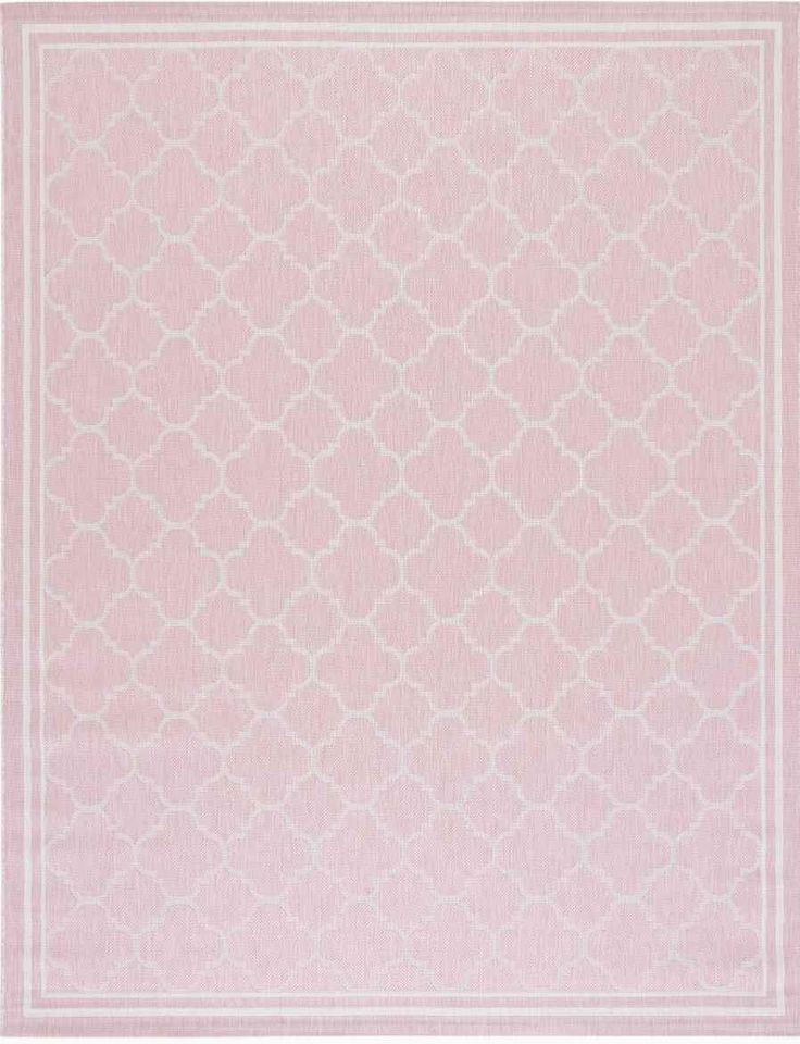 Lattice Outdoor Carpet 8x10 Pink Ivory Area Rug
