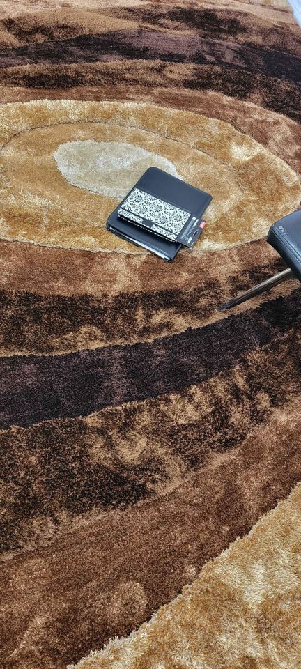 Gold Polyester Shag Area Rug 8x10 Luxurious Carpet