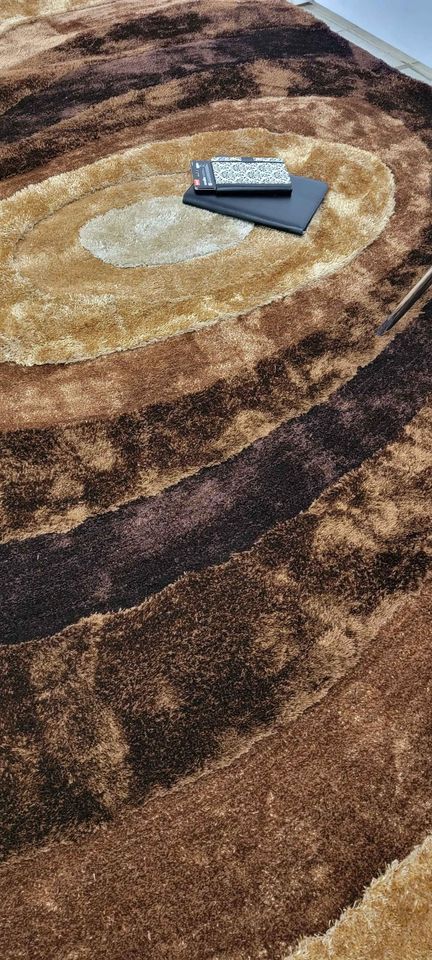 Gold Polyester Shag Area Rug 8x10 Luxurious Carpet