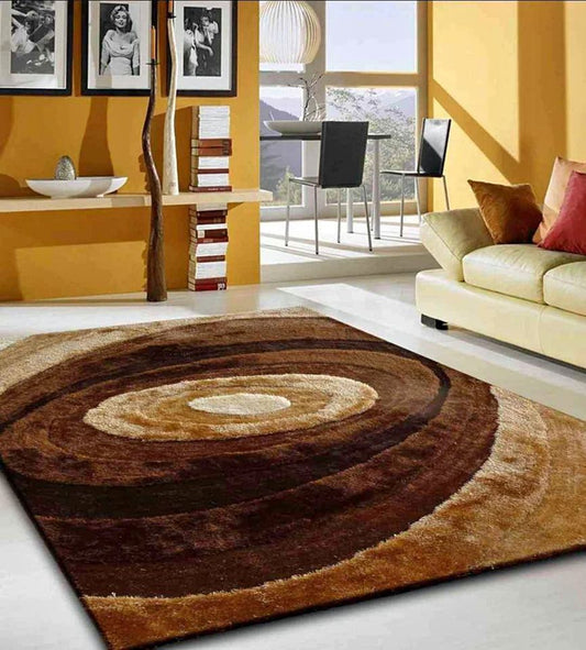 Gold Polyester Shag Area Rug 8x10 Luxurious Carpet
