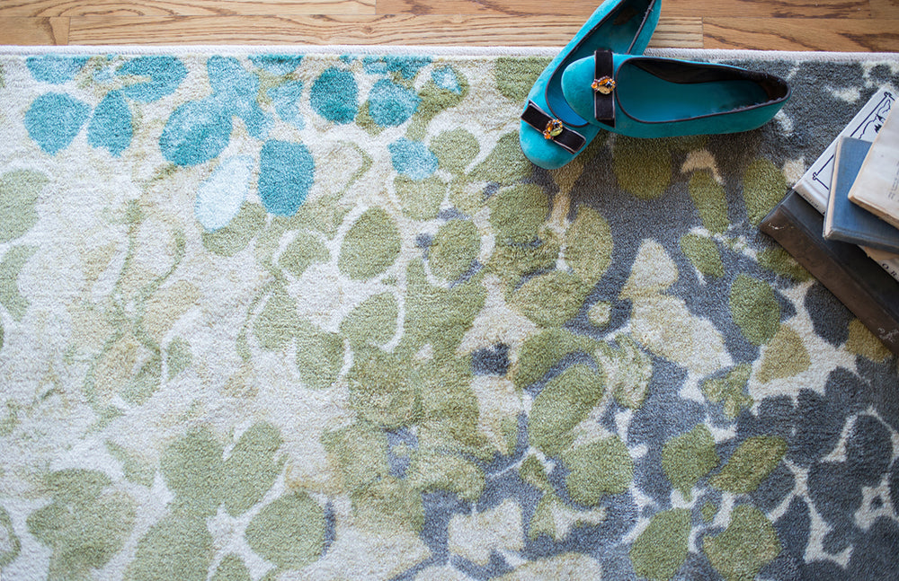 Sage 5x8 ft Green Cream Aqua Area Rug