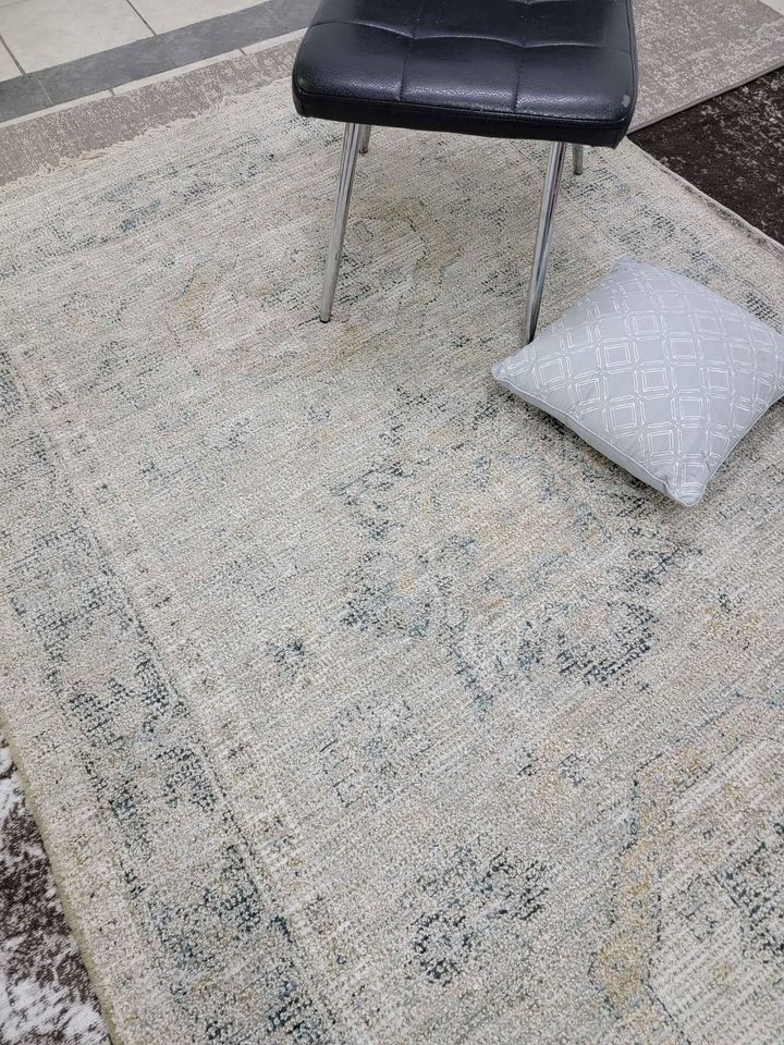 Sand Cream Viscose Persian Area Rug 5'0 x 8'0 ft Ivory beige Neutral