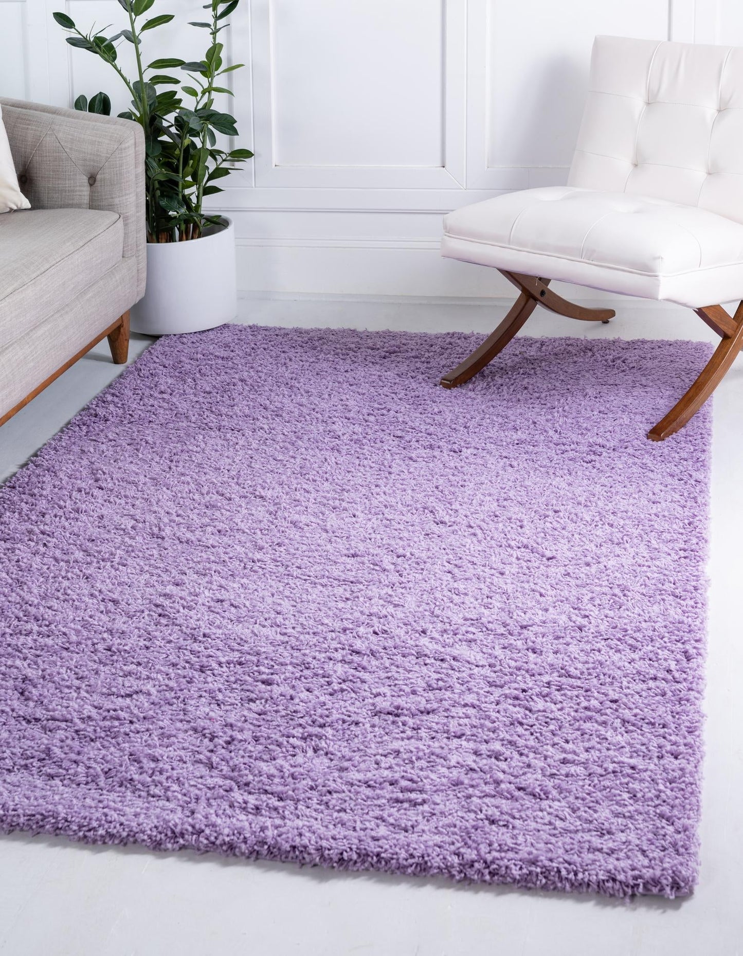 Solo Lilac Shag Rug 10 x 13ft Luxurious Fluffy Carpet