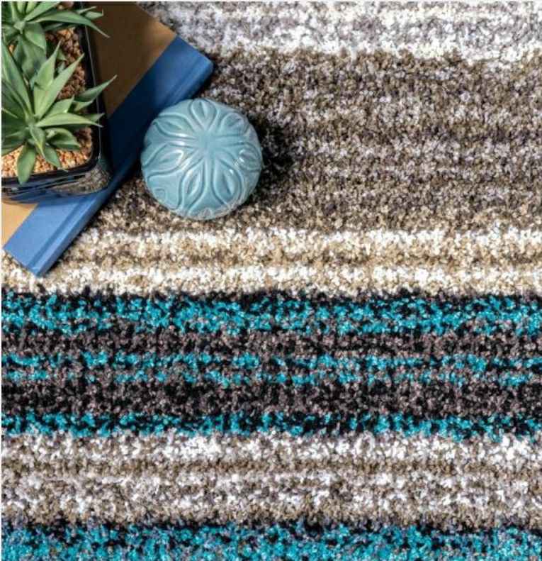 New 8' x 8' Blue Grey Hand-tufted Round Shag Rug by Nuloom