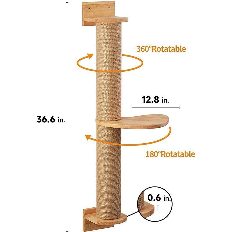 Cat Cordage of Flax Grab Post - Wooden Hanging Wall Jumping Platform