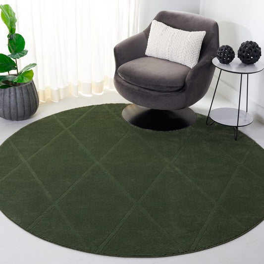Round Green Trellis Pattern Rug | 6.7' x 6.7'