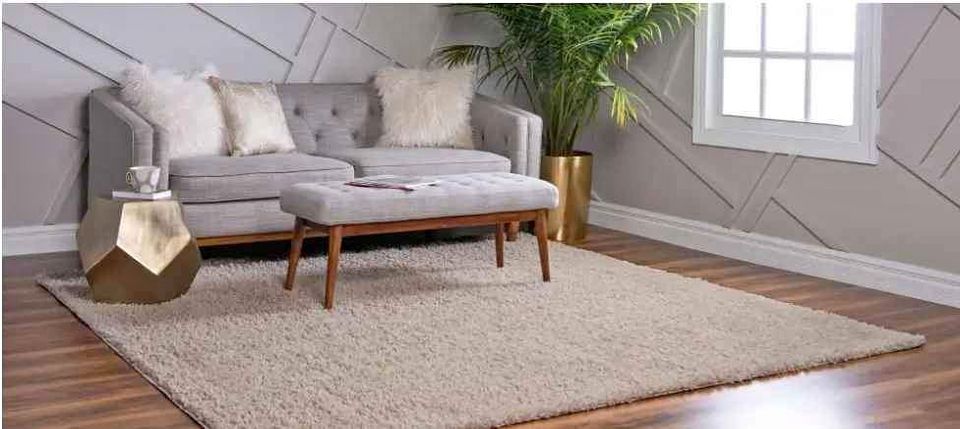 Linen Shag Area Rug 10x10 Sq Beige Taupe Rug