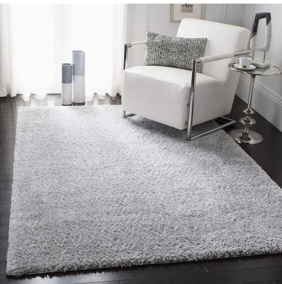 Grey Silver Shag Area Rug  10x14ft Carpet