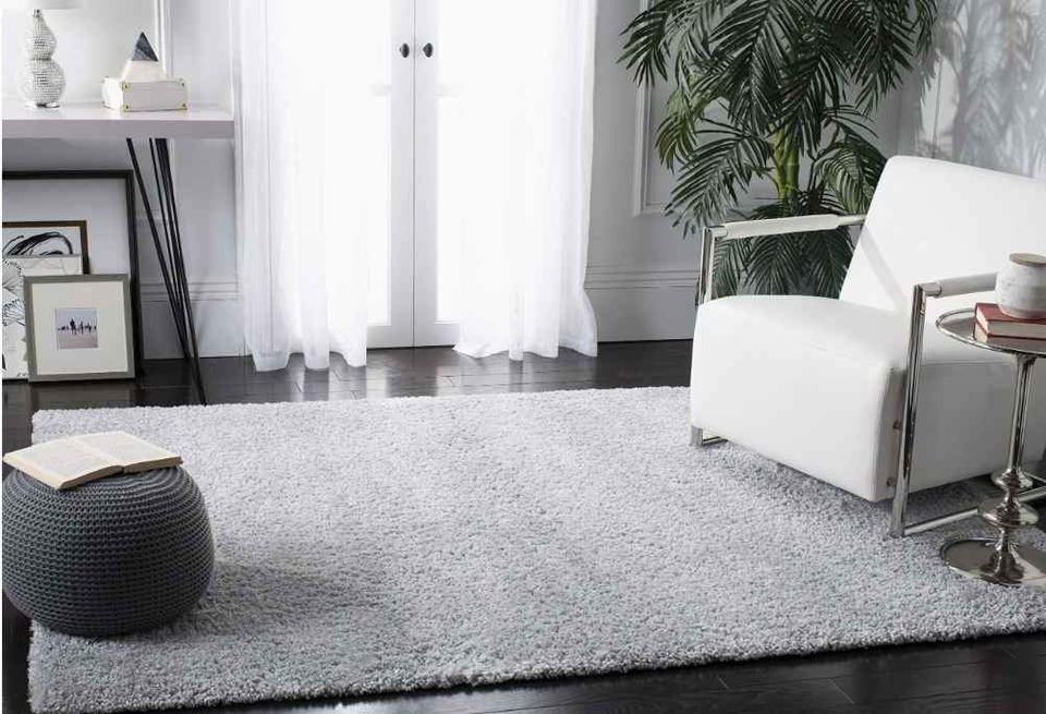 Grey Silver Shag Area Rug  10x14ft Carpet