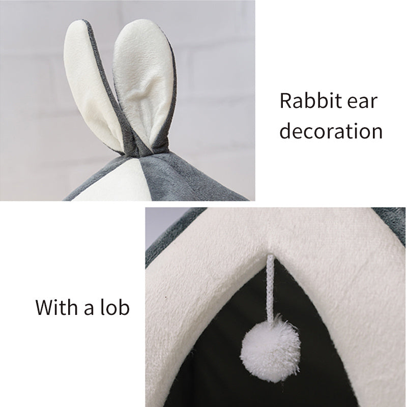 Rabbit Ear Mongolian Nest Pet Waterloo Fluffy Bunny Shape Bed for Cats & Dogs