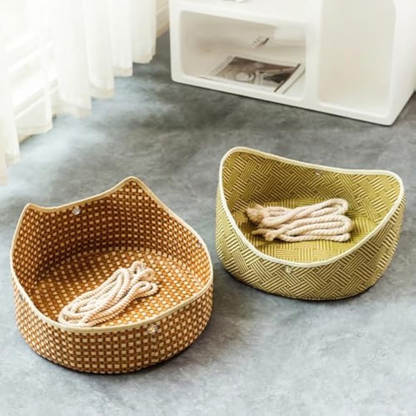 Cat Hammock Rattan Crafted Cage with Metal Hooks