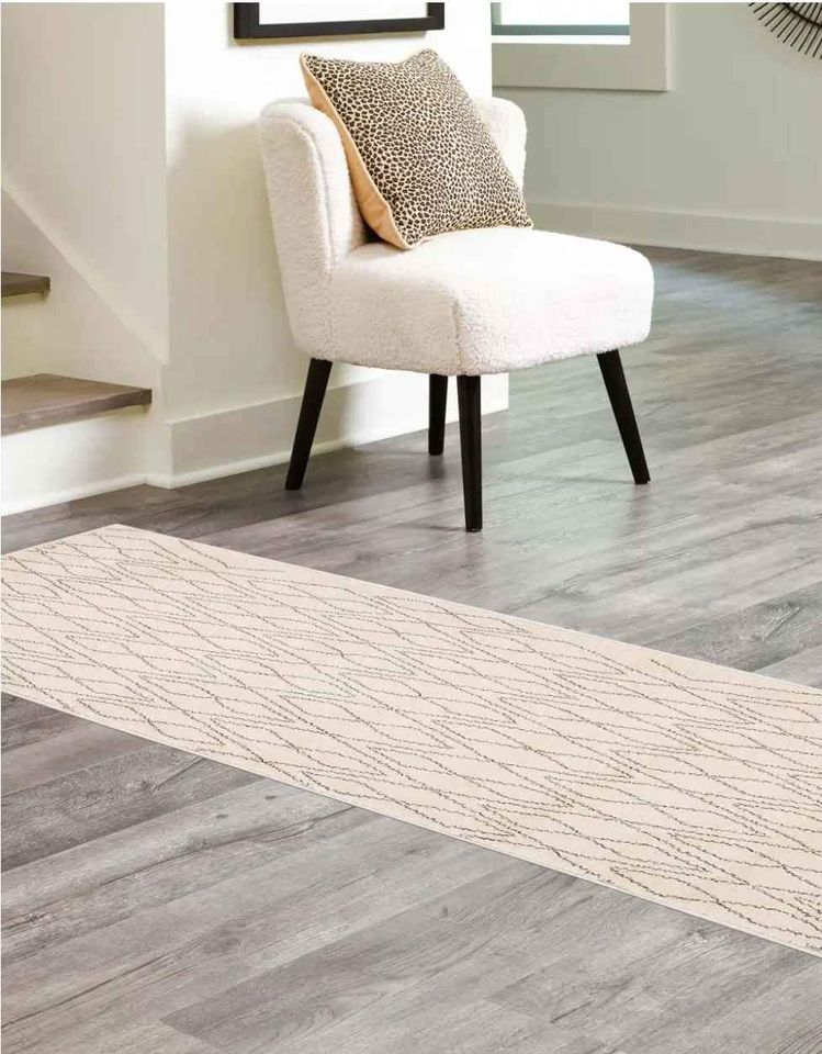 Ivory Cream Grey Runner Rug 2x6 ft Area rug