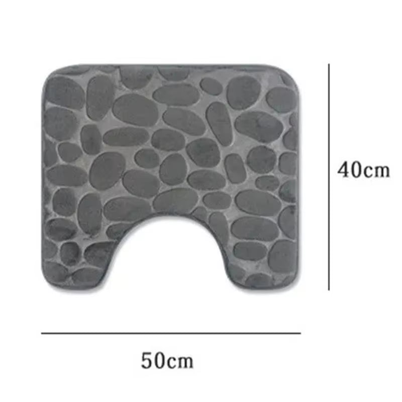 Embossed Pebble Bath Mat - Memory Foam Absorbent Floor Rug, Non-Slip Indoor Door Mat, Soft Bathroom Accessory