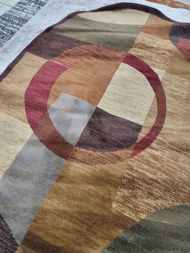 Geometric Brown Red Area rug 5x7 Brown Red Grey Ellipse Carpet