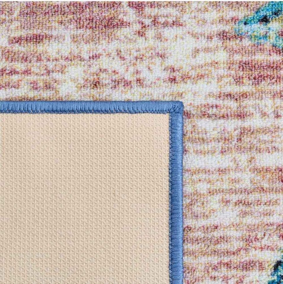 medallion Blue Rug 5x7'7ft Blue Pink Medallion Low Pile Area Rug