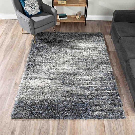 Sleek Dark Grey Shag Rug 5'7x7'3 ft Dark Grey Abstract Shag Area Rug