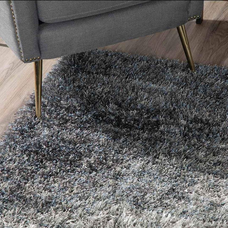 Sleek Dark Grey Shag Rug 5'7x7'3 ft Dark Grey Abstract Shag Area Rug