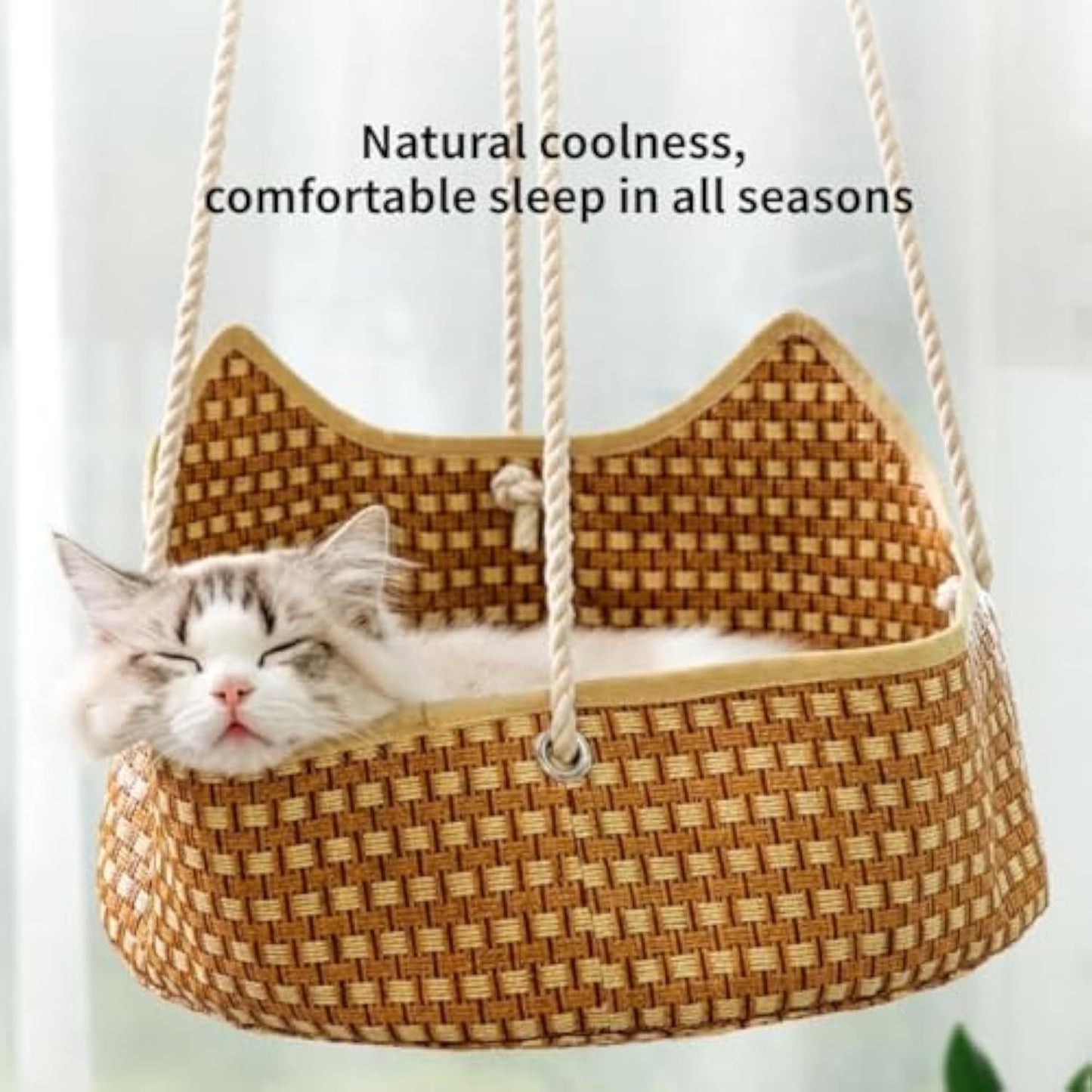 Cat Hammock Rattan Crafted Cage with Metal Hooks