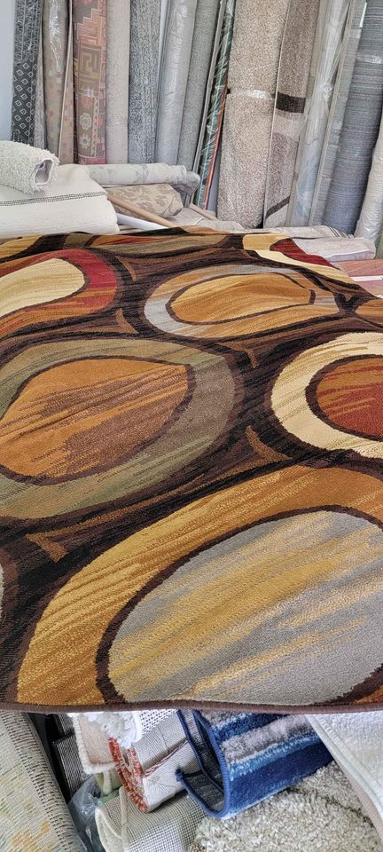 Ellipse Rug 6'7x9'6 ft  Brown Red Beige Oval Area Rug