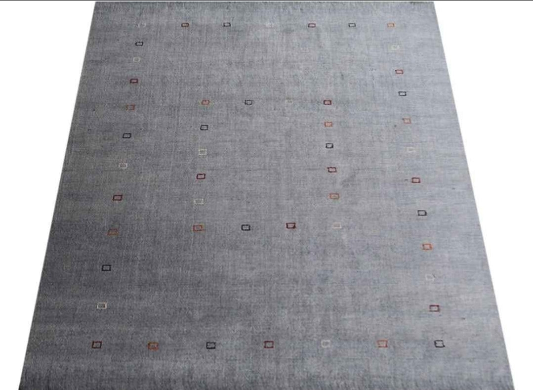 Brand New 7x10 Grey Silver Multi Cube Hand-knotted Silk Area Rug