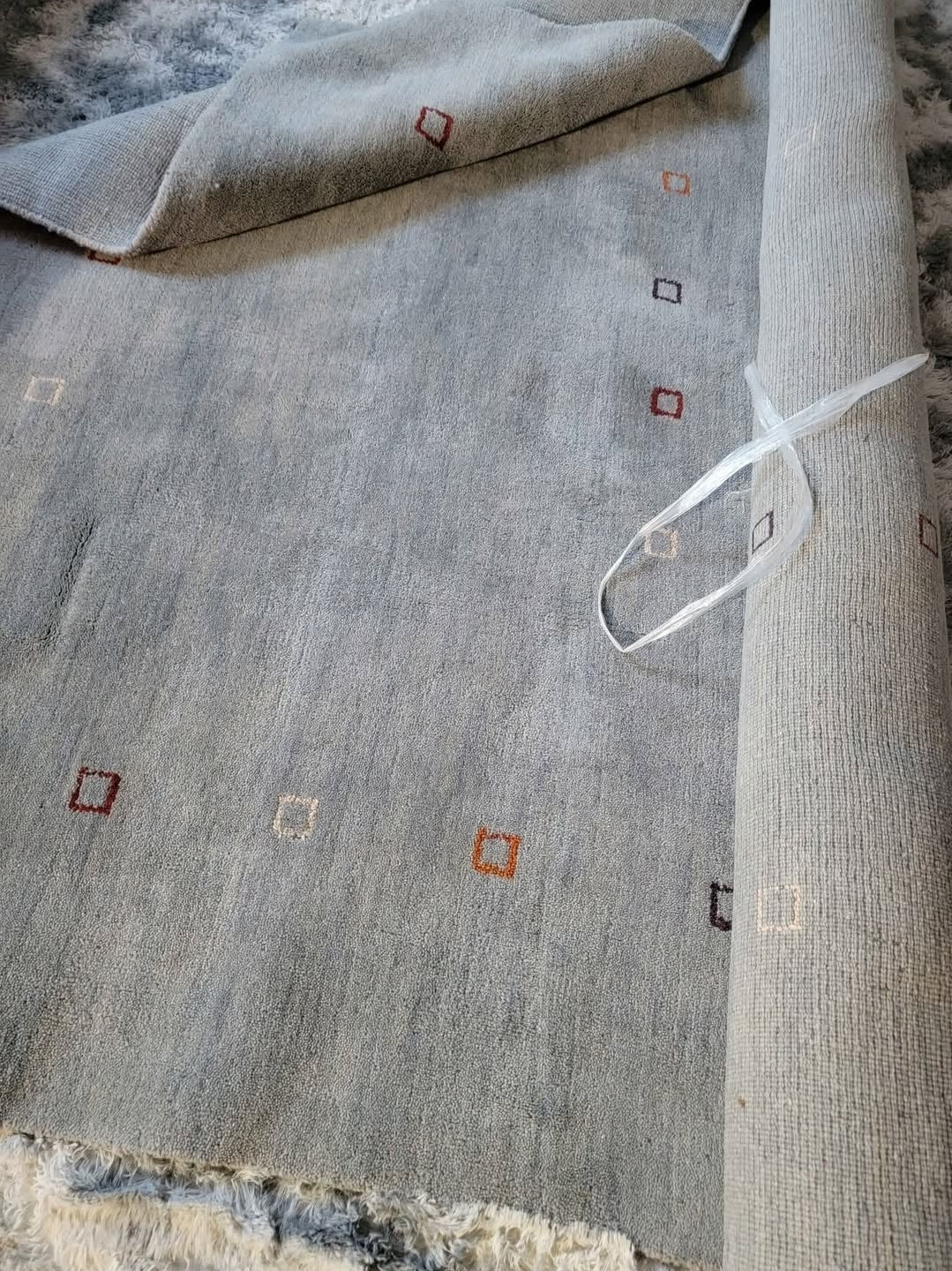 Brand New 7x10 Grey Silver Multi Cube Hand-knotted Silk Area Rug