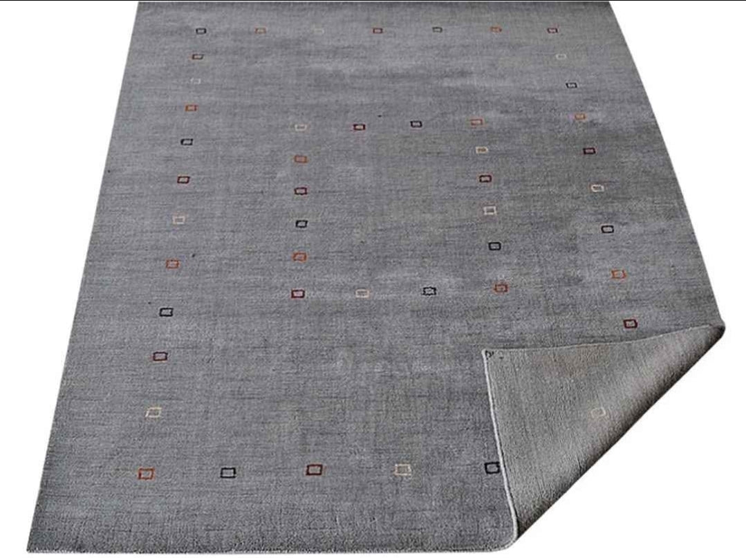 Brand New 7x10 Grey Silver Multi Cube Hand-knotted Silk Area Rug