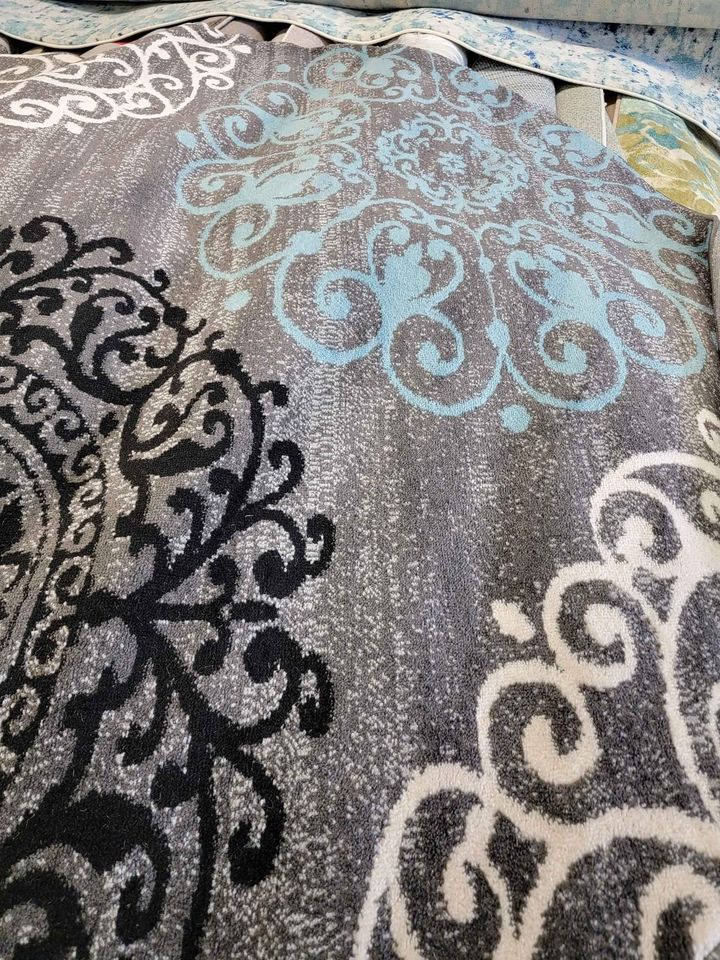 Motifs Grey Blue rug 6'6x6'6ft Round Area Rug