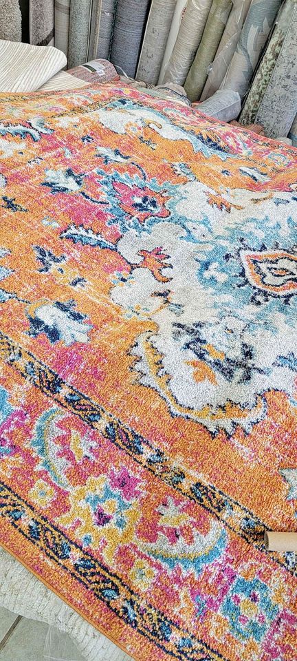 HAP 6'7x9'7 ft Orange Blue Multi Medallion Area Rug