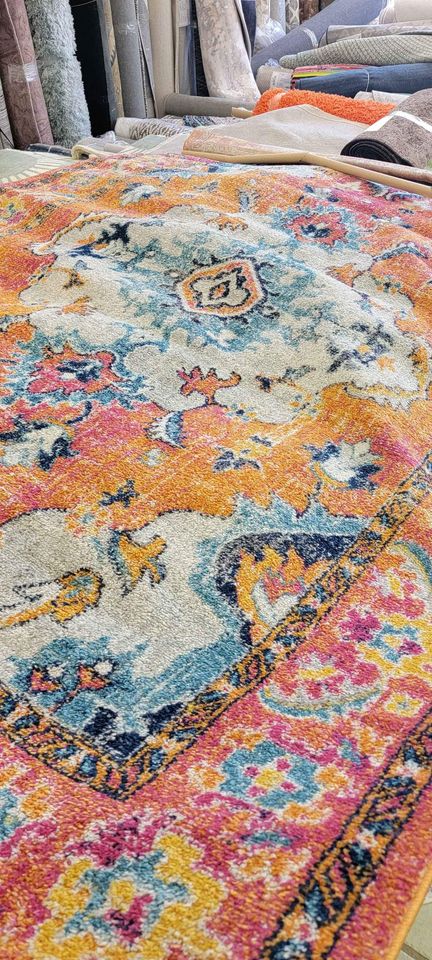 HAP 6'7x9'7 ft Orange Blue Multi Medallion Area Rug