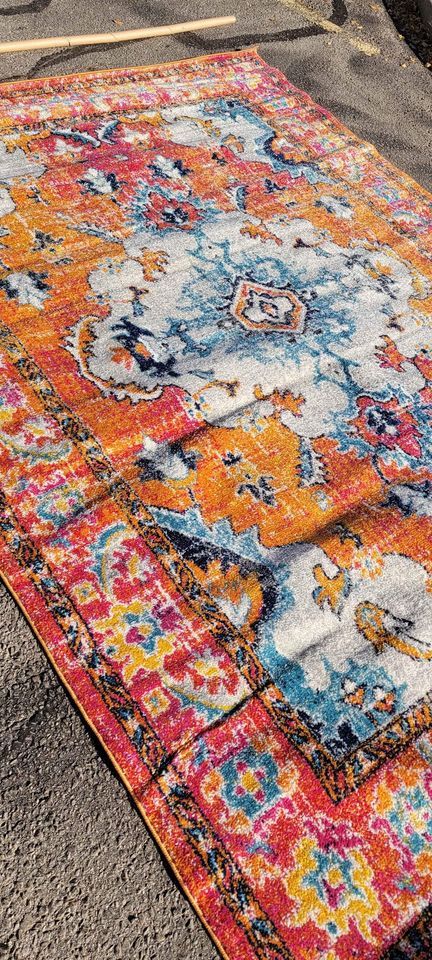 HAP 6'7x9'7 ft Orange Blue Multi Medallion Area Rug