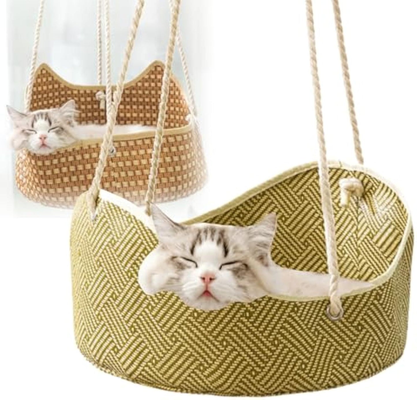 Cat Hammock Rattan Crafted Cage with Metal Hooks