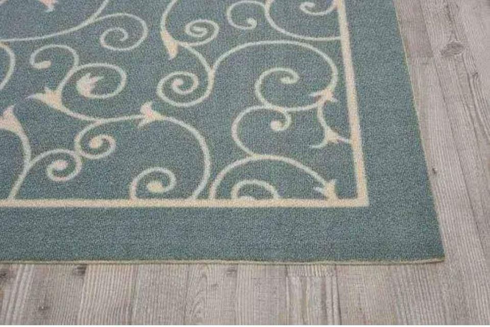 Blue Light Blue Indoor Outdoor Area Rug 7'10x10 ft Home and Garden